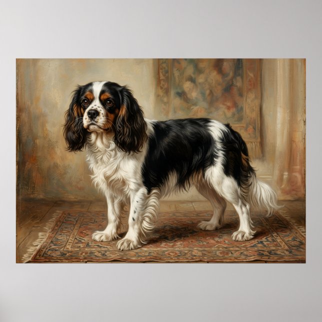 Cavalier King Charles Spaniel Stehportrait Po Poster (Vorne)