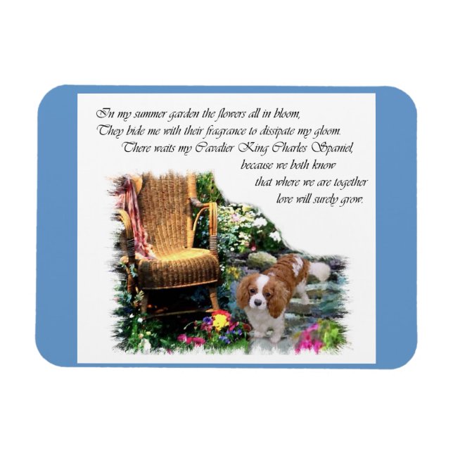 Cavalier King Charles Spaniel Summer Garden Magnet (Horizontal)