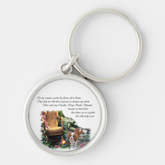 Cavalier King Charles Spaniel Summer Garden Schlüsselanhänger (Vorne)