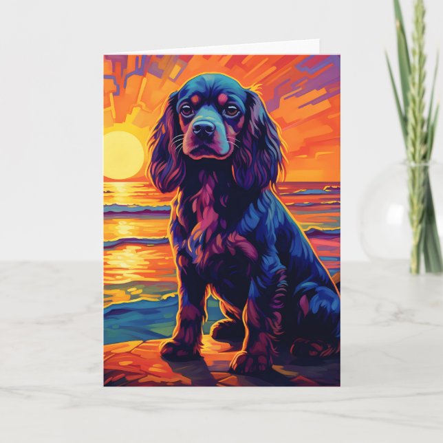 Cavalier King Charles Spaniel Sunset / Sunrise Karte (Vorderseite)