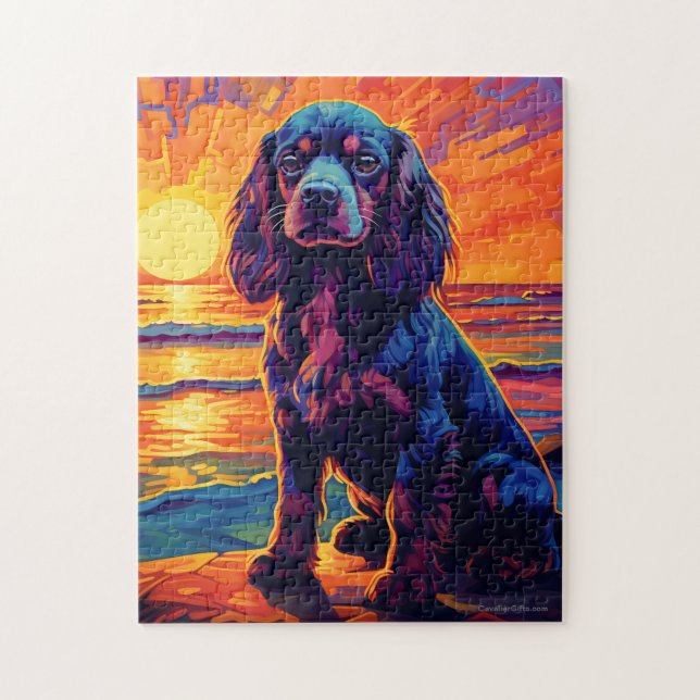 Cavalier King Charles Spaniel Sunset / Sunrise Puzzle (Vertikal)