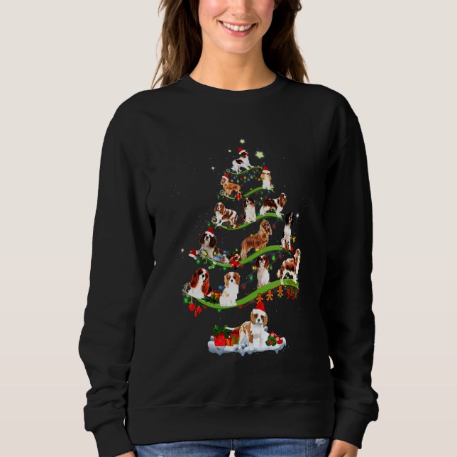 Cavalier King Charles Spaniel Tree Christmas Candy Sweatshirt (Vorderseite)