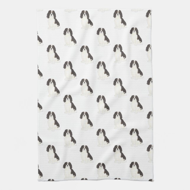 Cavalier King Charles Spaniel (Tricolor) Geschirrtuch (Vertikal)