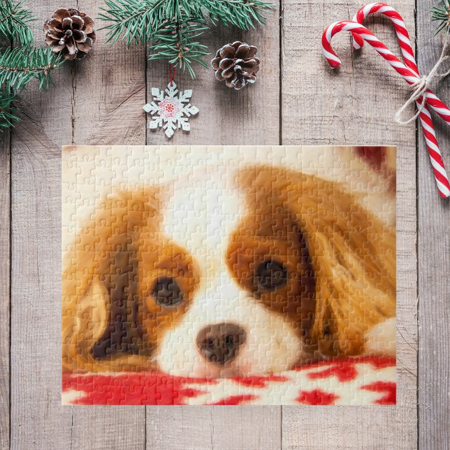 Cavalier King Charles Spaniel über Snowflake Blank Puzzle (Von Creator hochgeladen)