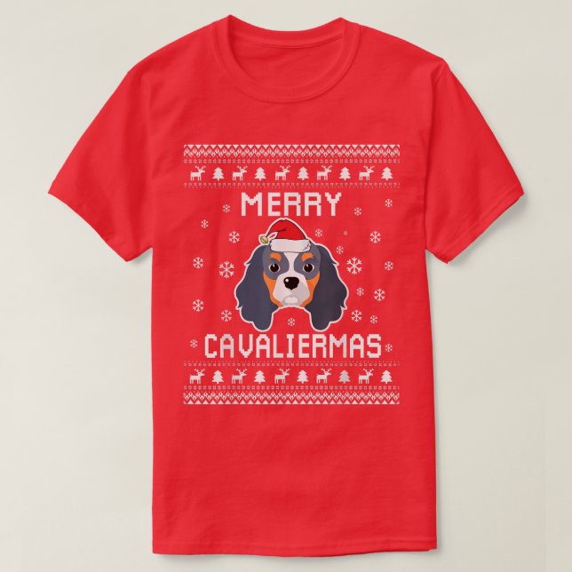Cavalier King Charles Spaniel Ugly Christmas Sweat T-Shirt (Design vorne)