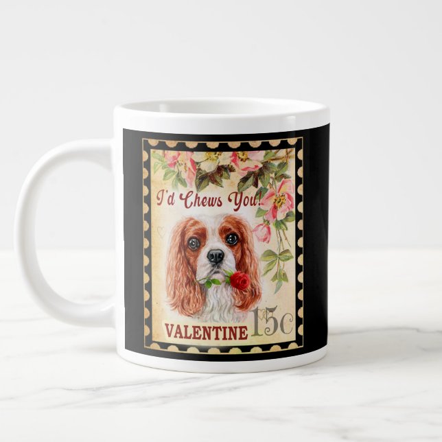 Cavalier King Charles Spaniel Valentine mit Rose Jumbo-Tasse (Links)