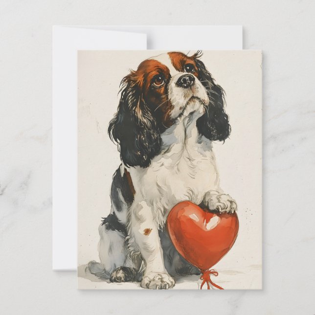 Cavalier King Charles Spaniel Valentine's Day Feiertagskarte (Vorderseite)