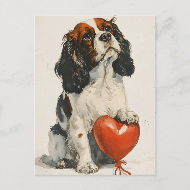 Cavalier King Charles Spaniel Valentine's Day Postkarte (Vorderseite)