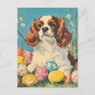 Cavalier King Charles Spaniel Vintage Ostern Postkarte