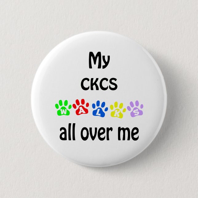 Cavalier King Charles Spaniel Walks Design Button (Vorderseite)
