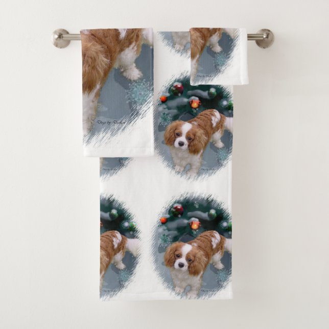 Cavalier King Charles Spaniel Weihnachten Badhandtuch Set (Insitu)