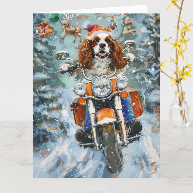 Cavalier King Charles Spaniel Weihnachten Karte (Gelbe Blume)