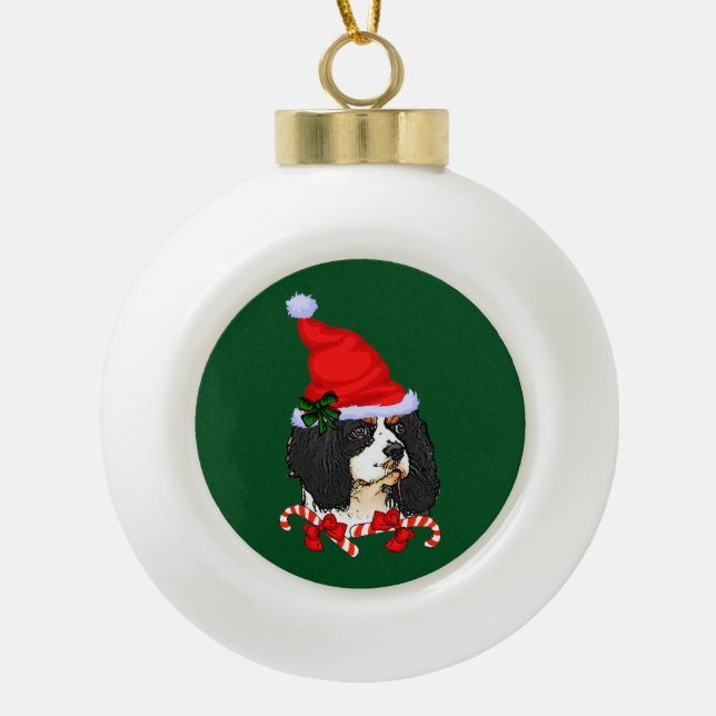 Cavalier King Charles Spaniel Weihnachten Keramik Kugel-Ornament (Vorderseite)