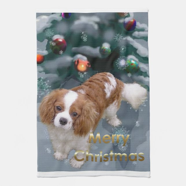 Cavalier King Charles Spaniel Weihnachten Küchentuch (Vertikal)