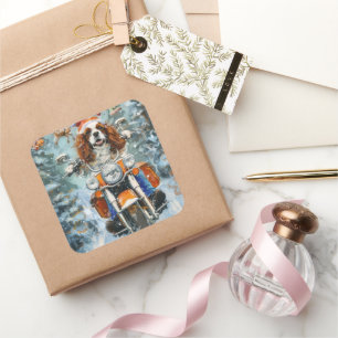 Cavalier King Charles Spaniel Weihnachten Quadratischer Aufkleber