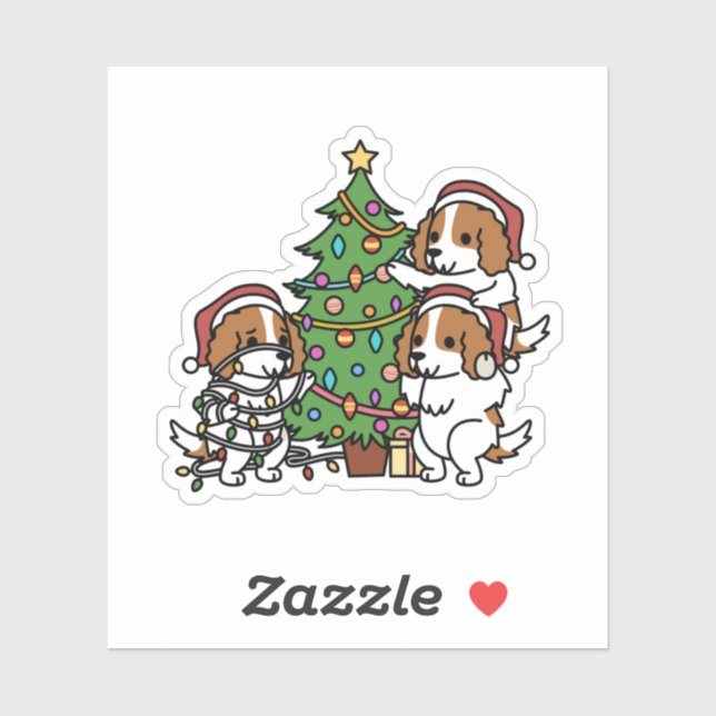 Cavalier King Charles Spaniel Weihnachtsbaum Aufkleber (Blatt)