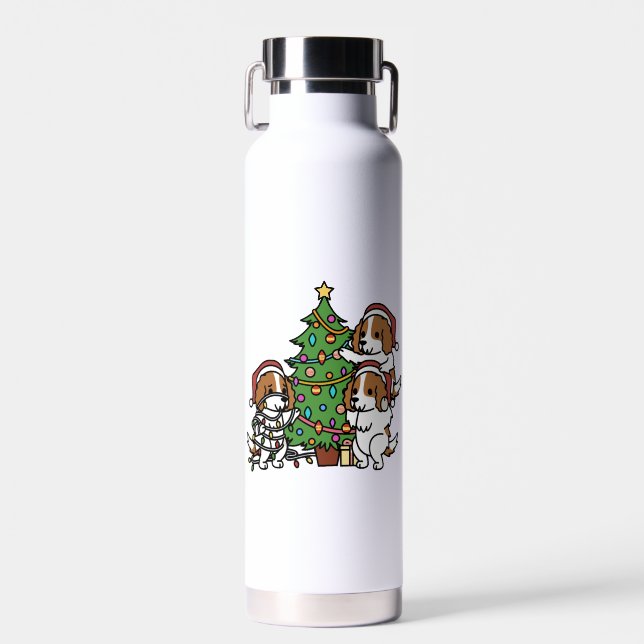 Cavalier King Charles Spaniel Weihnachtsbaum Trinkflasche (Vorne)