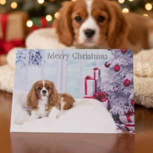Cavalier King Charles Spaniel Weihnachtsbaum Welpe Feiertagskarte