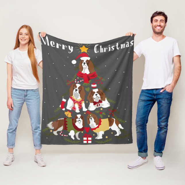 Cavalier King Charles Spaniel Weihnachtsbaum Xmas Fleecedecke (Beispiel)