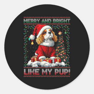 Cavalier King Charles Spaniel Weihnachtsbaumdekora Runder Aufkleber
