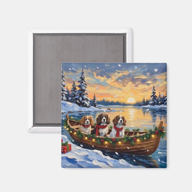 Cavalier King Charles Spaniel Weihnachtsboot Magnet (Vorderseite/Rückseite)