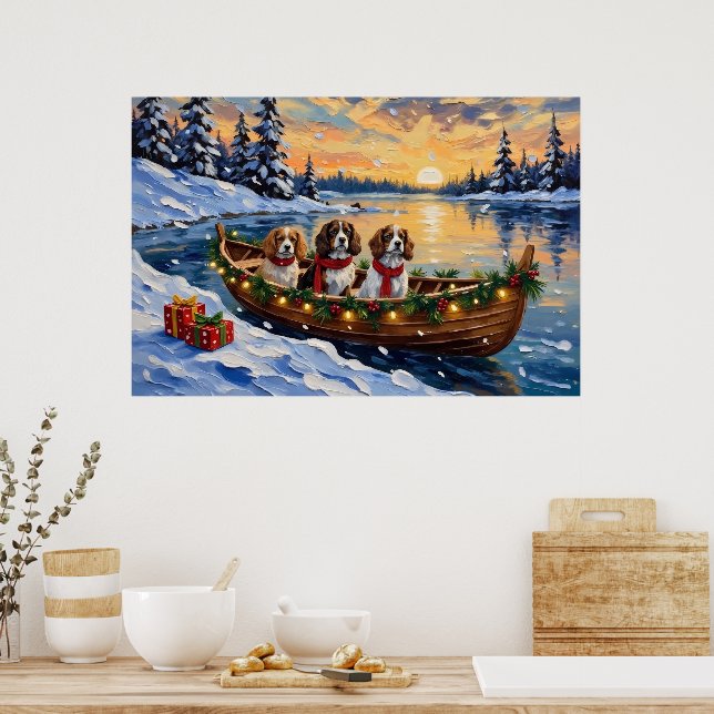 Cavalier King Charles Spaniel Weihnachtsboot Poster (Küche)