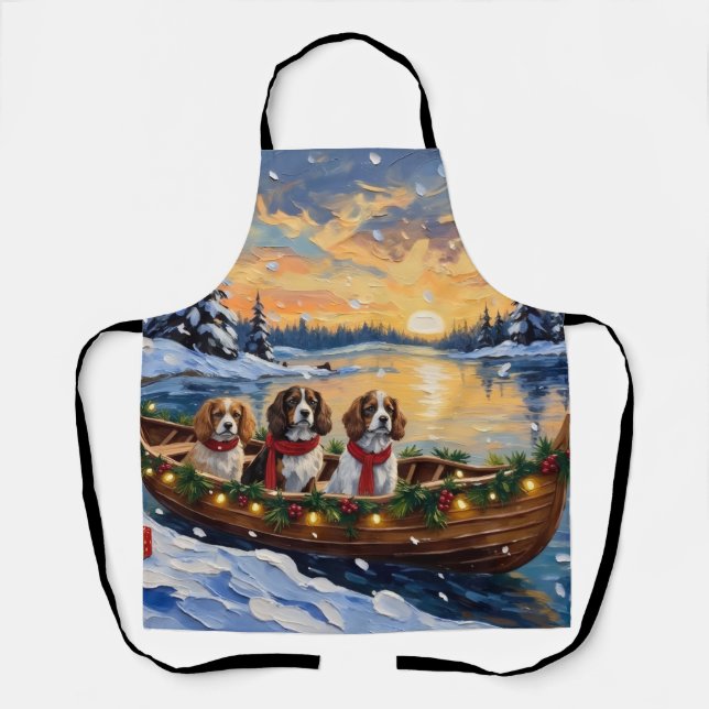 Cavalier King Charles Spaniel Weihnachtsboot Schürze (Vorderseite)