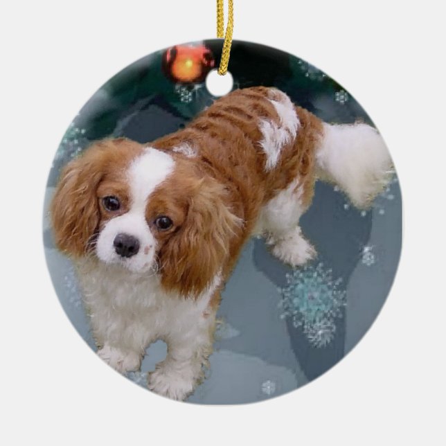 Cavalier King Charles Spaniel Weihnachtsdekoration Keramik Ornament (Vorne)
