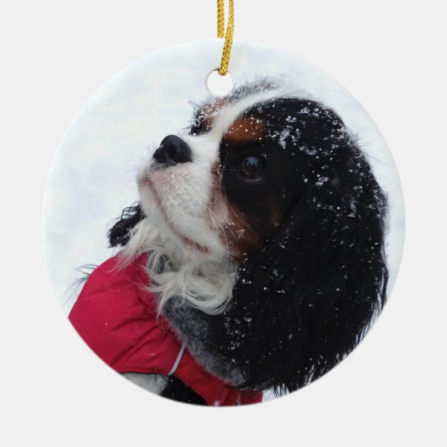 Cavalier King Charles Spaniel Weihnachtsdekoration Keramik Ornament (Vorne)