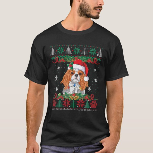 Cavalier King Charles Spaniel Weihnachtsfeier Sant T-Shirt (Vorderseite)