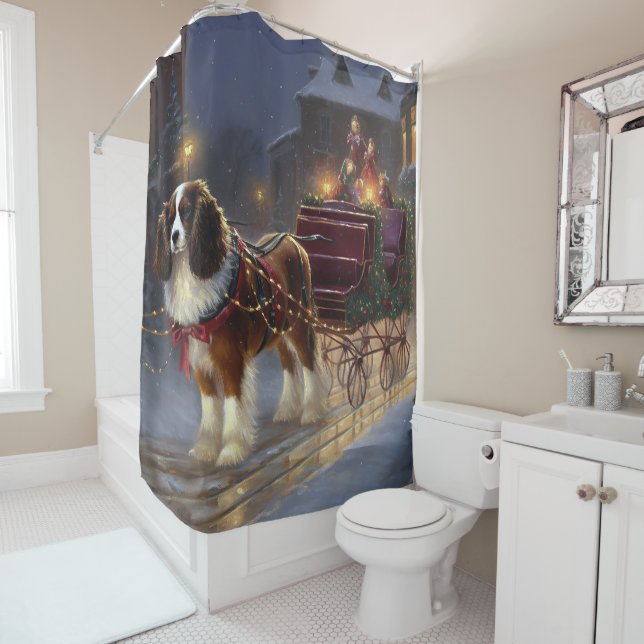 Cavalier King Charles Spaniel Weihnachtsfest Duschvorhang (Beispiel)