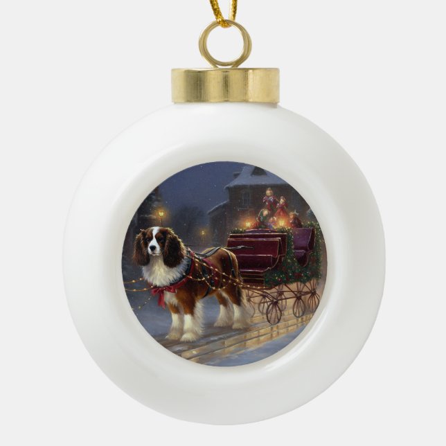 Cavalier King Charles Spaniel Weihnachtsfest Keramik Kugel-Ornament (Vorderseite)