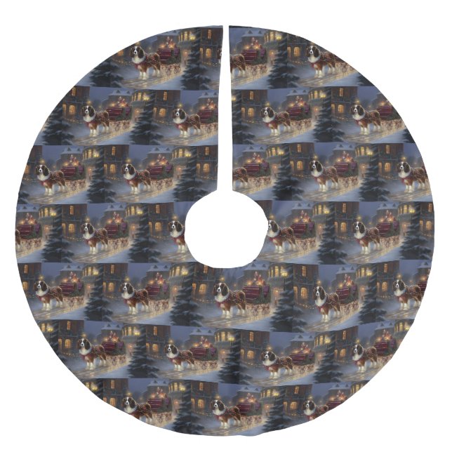 Cavalier King Charles Spaniel Weihnachtsfest Polyester Weihnachtsbaumdecke (Vorderseite)