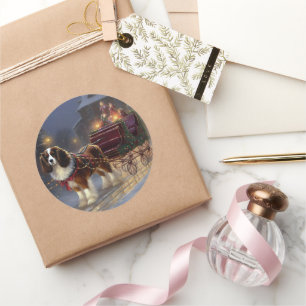 Cavalier King Charles Spaniel Weihnachtsfest Runder Aufkleber