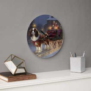 Cavalier King Charles Spaniel Weihnachtsfestlich Große Wanduhr