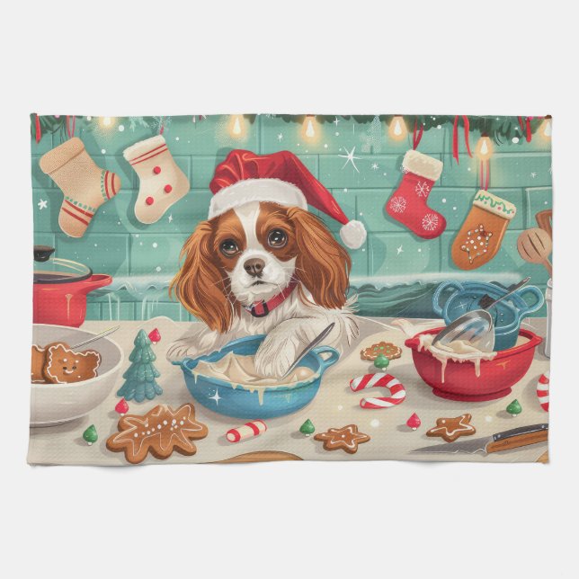 Cavalier King Charles Spaniel Weihnachtsgebäck Geschirrtuch (Horizontal)