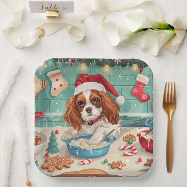 Cavalier King Charles Spaniel Weihnachtsgebäck Pappteller (Hochzeit)