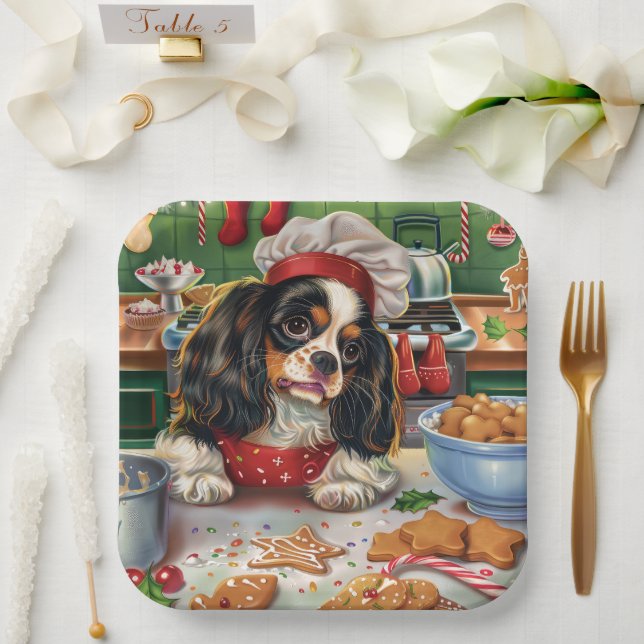 Cavalier King Charles Spaniel Weihnachtsgebäck Pappteller (Hochzeit)