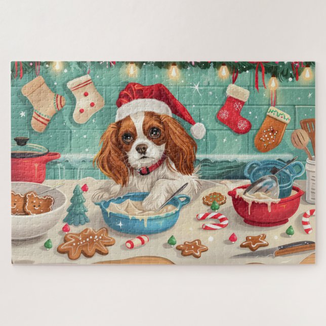 Cavalier King Charles Spaniel Weihnachtsgebäck Puzzle (Horizontal)