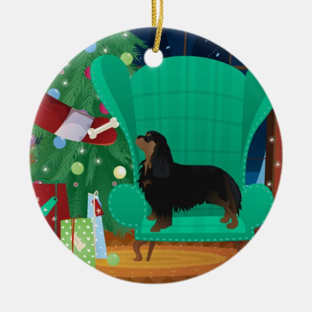 Cavalier King Charles Spaniel - Weihnachtsgeschenk Keramik Ornament (Vorne)
