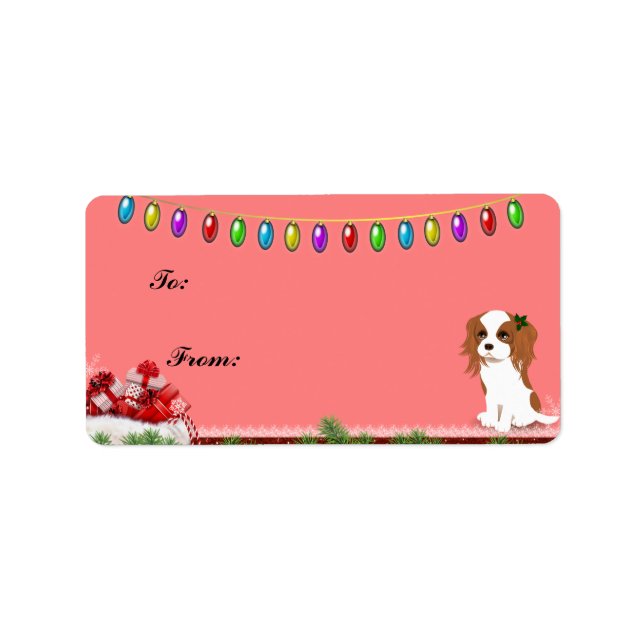 Cavalier King Charles Spaniel Weihnachtsgeschenk-T Adressaufkleber (Vorne)