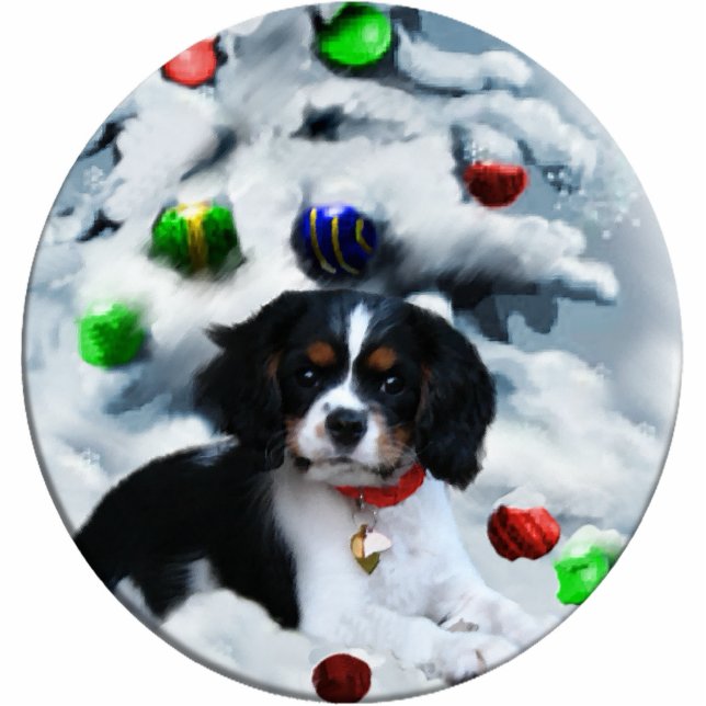Cavalier King Charles Spaniel Weihnachtsgeschenke Freistehende Fotoskulptur (Vorne)