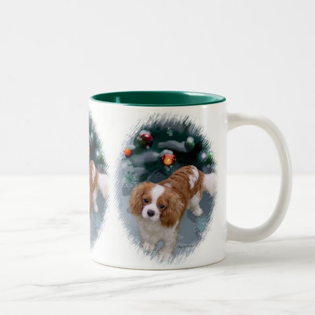 Cavalier King Charles Spaniel Weihnachtsgeschenke Zweifarbige Tasse (Rechts)