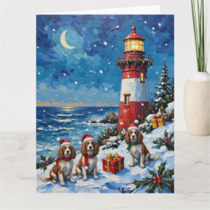 Cavalier King Charles Spaniel Weihnachtsleuchtturm Karte