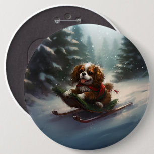 Cavalier King Charles Spaniel Weihnachtsschnee Button