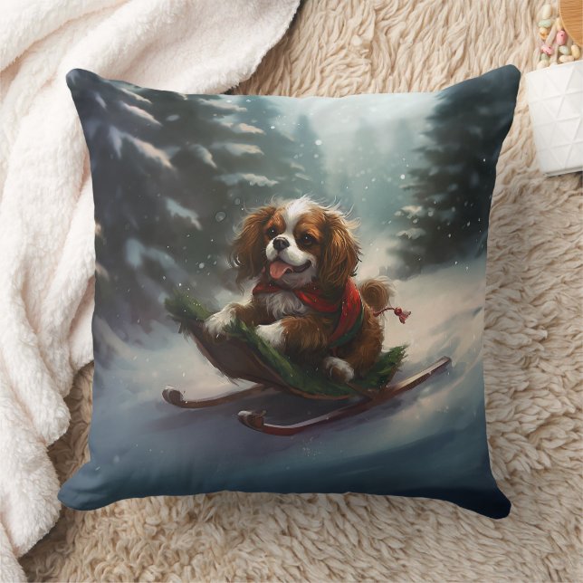 Cavalier King Charles Spaniel Weihnachtsschnee Kissen (Decke)