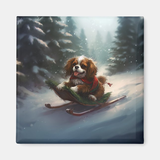 Cavalier King Charles Spaniel Weihnachtsschnee Magnet (Vorne)