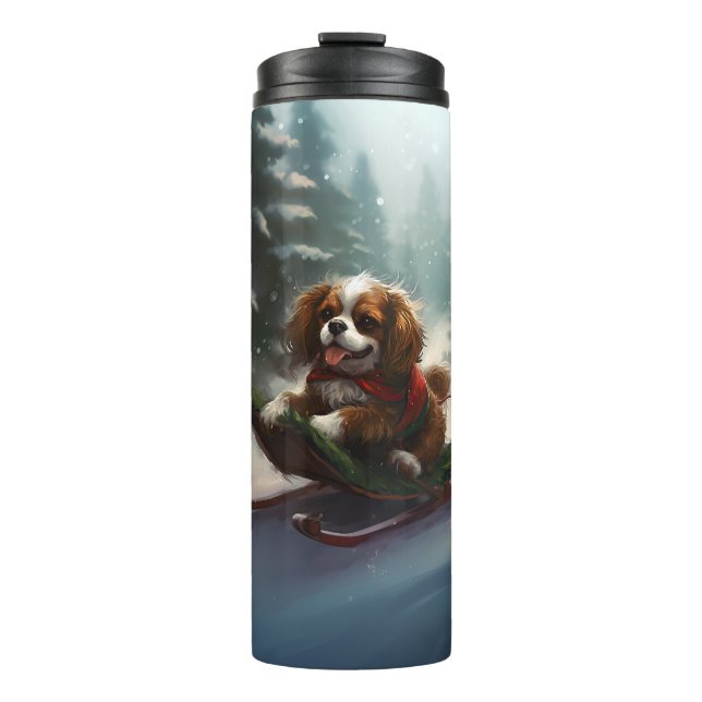 Cavalier King Charles Spaniel Weihnachtsschnee Thermosbecher (Vorderseite)