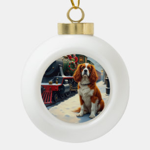 Cavalier King Charles Spaniel Weihnachtszug Keramik Kugel-Ornament