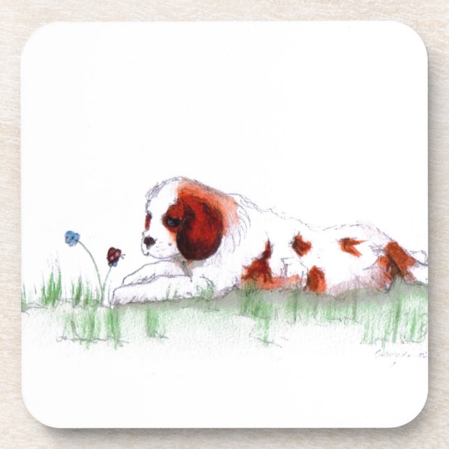 Cavalier King Charles Spaniel Welpe CKC Untersetzer (Vorderseite)